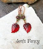 Fall Atumn Red Leaf Earrings Copper