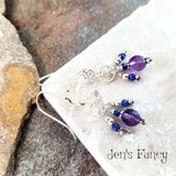 Amethyst & Lapis Lazuli Filigree Gemstone Earrings Sterling Silver