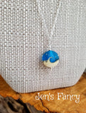 Ocean Wave Necklace Sterling Silver & Art Glass Beach Jewelry
