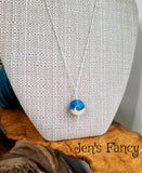 Ocean Wave Necklace Sterling Silver & Art Glass Beach Jewelry