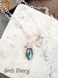 Marquise Labradorite Gemstone Necklace Sterling Silver