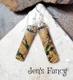 Green Canyon Jasper Earrings Sterling Silver Wire Wrapped with Pyrite