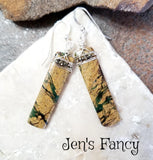 Green Canyon Jasper Earrings Sterling Silver Wire Wrapped with Pyrite