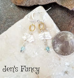 White Stick Pearl Earrings with Apatite Drops