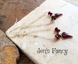 Garnet Leaf Chandelier Earrings Sterling Silver