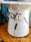 Citrine & Lapis Lazuli Gemstone Sterling Silver Wire Wrapped Earrings