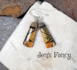 Red Creek Jasper Earrings Sterling Silver Wire Wrapped with Black Spinel