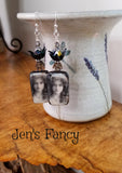 Lady Ghost Halloween Gothic Earrings Porcelain & Sterling Silver