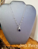 Iolite Gemstone Briolette Necklace Sterling Silver Wire Wrapped with Iolite Drops