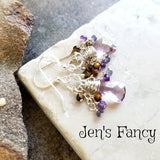 Amethyst Cluster Earrings Sterling Silver Wire Wrapped Jewelry February Birthstone Gift for Her