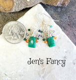 Chrysocolla Cluster Earrings with Iolite & Carnelian Sterling Silver Wire Wrapped