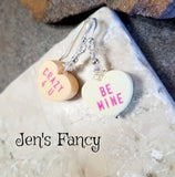 Valentine's Day Conversation Heart Earrings Sterling Silver