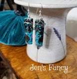 Long Natural Shattuckite Gemstone Earrings Sterling Silver Wire Wrapped with Chrysocolla