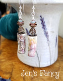 Fairy Porcelain Floral Earrings Sterling Silver & Brass