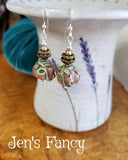 Fall Pumpkin Earrings Art Glass Sterling Silver