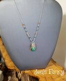 Chrysocolla Briolette Necklace Iolite & Carnelian Sterling Silver Wire Wrapped