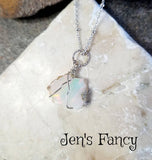 Opal Rough Cut Necklace Sterling Silver Wire Wrapped Jewelry