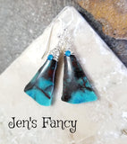 Chrysocolla Earrings Sterling Wire Wrapped Jewelry
