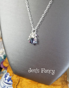 Fluorite Briolette Gemstone Cluster Necklace Sterling Silver