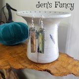 Long Labradorite Earrings Sterling Silver Wire Wrapped with Pyrite