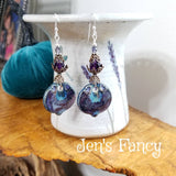 Porcelain & Amethyst Earrings with Iolite Sterling Silver