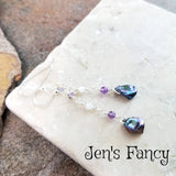 Pearl & Amethyst Earrings Sterling Silver Gemstone Drop Jewelry