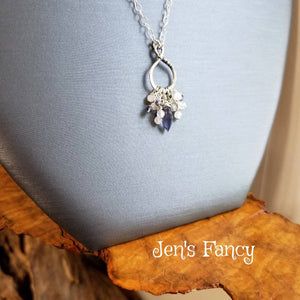 Iolite & Moonstone Gemstone Infinity Necklace Sterling Silver