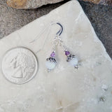 Blue Lace Agate & Amethyst Natural Gemstone Earrings Sterling Silver