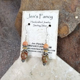 Autumn Jasper Gemstone Earrings Sterling Silver with Peach Quartz