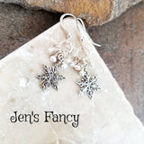 Snowflake Earrings Sterling Silver, Winter Earrings Jewelry