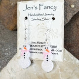 Snowman Earrings Sterling Silver Christmas Winter Jewelry