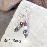 Labradorite & Ruby Gemstone Earrings Bali Sterling Silver