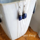 Lapis Lazuli Earrings Sterling Silver Wire Wrapped with Moonstone