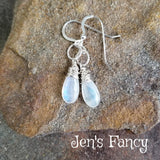Moonstone Earrings Sterling Silver Wire Wrapped