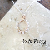 Moonstone Gemstone Necklace Sterling Silver Wire Wrapped Rose Gold Infinity