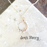 Moonstone Gemstone Necklace Sterling Silver Wire Wrapped Rose Gold Infinity