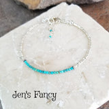 Turquoise Pure Silver Layering Bracelet Sterling Silver