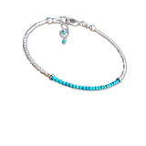 Turquoise Pure Silver Layering Bracelet Sterling Silver