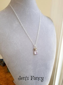 Amethyst Briolette Necklace with Tanzanite & Opal Drops Sterling Silver