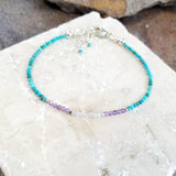 Natural Turquoise Layering Bracelet Amethyst & Moonstone Minimalist