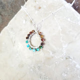 Natural Turquoise Necklace Sterling Silver Wire Wrapped