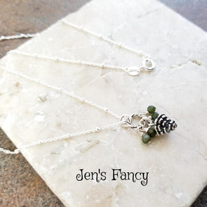 Pinecone Tourmaline Gemstone Necklace Sterling Silver