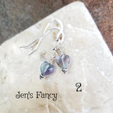 Fluorite Gemstone Heart Earrings Sterling Silver