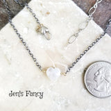 Moonstone Gemstone Heart Necklace Sterling Silver