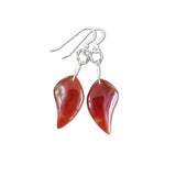 Long Gemstone Earrings Sterling Silver Red Agate