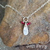 Moonstone & Ruby Gemstone Necklace Sterling Silver