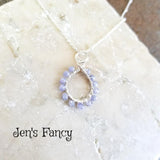 Tanzanite Gemstone Infinity Necklace Sterling Silver Wire Wrapped